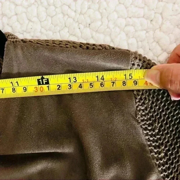 International Concepts Brown Faux Suede Knit Fringe Open Cardigan Size L - Picture 12 of 13